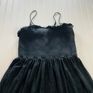 Anthropologie Marisol Smocked Gauze Maxi Dress Black Tiered Cotton Large thumbnail 4