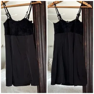 For Love & Lemons Fiona Black Faux Fur Slip Dress Size Small thumbnail 2