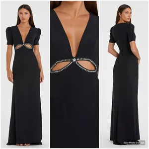 NWT Mac Duggal Ieena Puff Sleeve Black Cut Out Gown Dress 6 2630 thumbnail 2