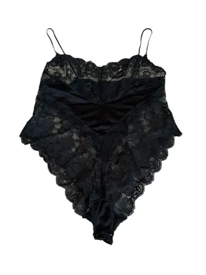 Vintage 80s Black Silky Nylon & Lace Teddy Lingerie Dark Romantic Cottagecore thumbnail 2