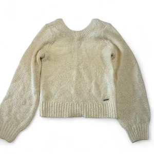 Abercrombie & Fitch Cream Knit V-Neck Sweater Size Small thumbnail 1