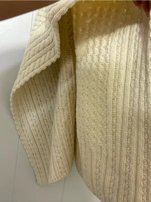 Blarney Woollen Mills 100% Merino Wool Aran Knit Poncho Cape Ivory One Size thumbnail 4