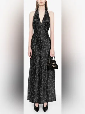 NEW Reformation Daniela Silk Selene Polka Dots Halter Maxi Sz 6 thumbnail 5