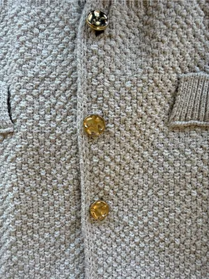 Zara Cream Textured Knit Cardigan with Gold Buttons thumbnail 3
