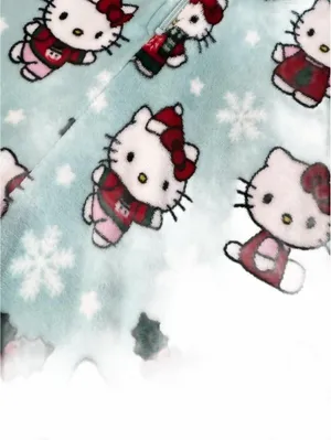 (C169) Hello Kitty Sanrio Christmas Fleece One Piece Hooded Pajamas Santa XL thumbnail 3