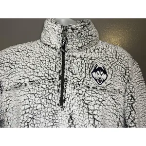 Uconn Huskies Sweatshirt Womens Medium Gray Basketball Sherpa Boxercraft thumbnail 2