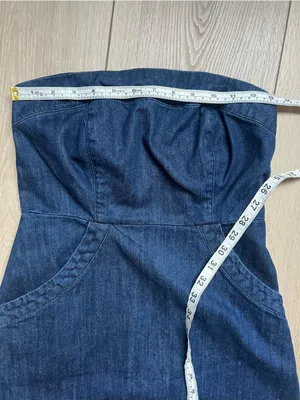 Velvet Heart Strapless Dark Denim Midi Dress Raw Hem Size XS thumbnail 10