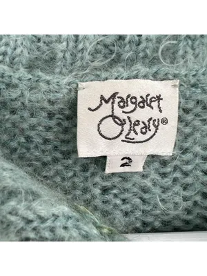 Margaret OLeary Cardigan Sweater Kid Mohair Blend Zip Front Blue Green Size 2 thumbnail 8