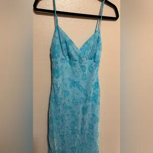 SFuzi Juniors Blue Flowing Maxi Dress | Spaghetti Strap Summer Dress thumbnail 3