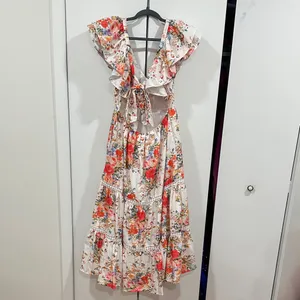 Floral Ruffle Tiered maxi dress Pink Size L thumbnail 5