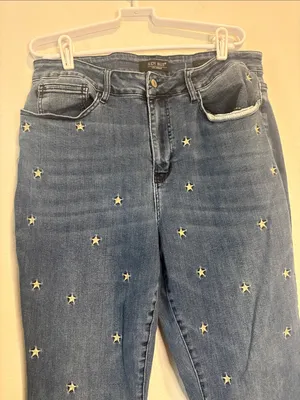 Judy Blue Dark Blue embroidered Star Accent super Flare bell bottom Jeans 20w thumbnail 3