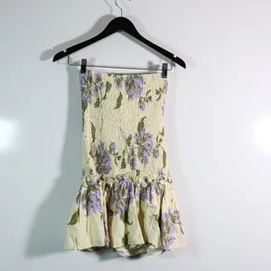 NEW Peppermayo Break From Toronto Linen Smock Mini Dress Yellow Purple Floral 4 thumbnail 4