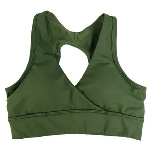 Titan Small Sports‎ Bra Medium Support Open Back Removable Padding Green Stretch thumbnail 2