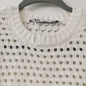 New Zara CONTRAST OPEN KNIT TOP. Medium. thumbnail 5