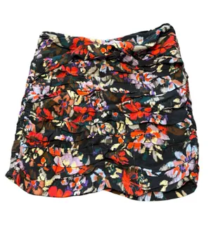 NWT Zara Floral All Over Print Ruched Mini Skirt Size Small thumbnail 1