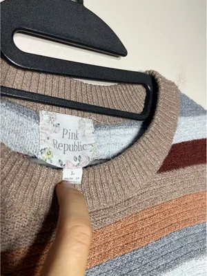 Pink Republic 70s Vibe Slouch Cozy Knit Cabincore Indie Sz L thumbnail 3