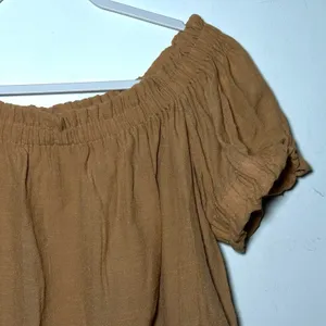 1 STATE Off The Shoulder‎ Smocked Crop Top Rust Orange XL thumbnail 7