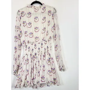 Free People Mini Dress Beige Wild Horses Dreamcatcher V Neck Smocked Medium thumbnail 10