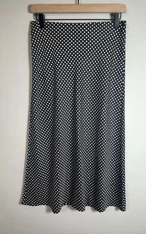 J.Crew Black White Polka Dot Midi Skirt High Rise A-Line BU218 XS thumbnail 1
