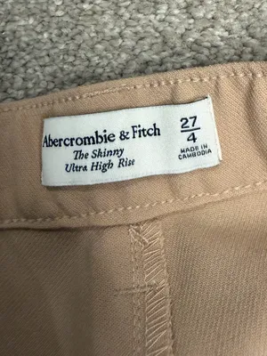 Abercrombie & Fitch The Skinny Ultra High Rise Tan Split Hem Pants 27 4 Beige thumbnail 2