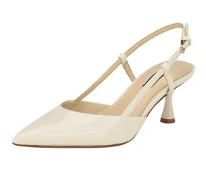 NWT Nine West Women’s Rhonda3 Kitten Heel Slingback Pumps Ivory Off White 6.5M thumbnail 1