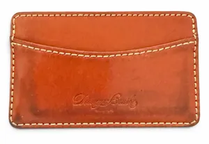 Dooney & Bourke Brown Red Leather Unisex Slim Credit Card Wallet thumbnail 1