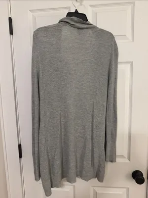 A New Day Women's Light Gray Open-Front Ribbed Cardigan Sweater thumbnail 6
