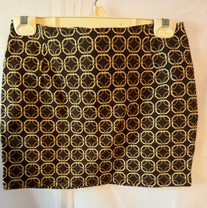 Motel Rocks Black Mini Skirt with Gold Geometric Chain Print thumbnail 1