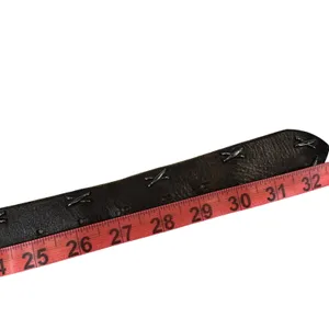 EXP Jeans Leather Belt Studded Whipstitch Brown Y2K Western‎ Grunge Small USA thumbnail 6