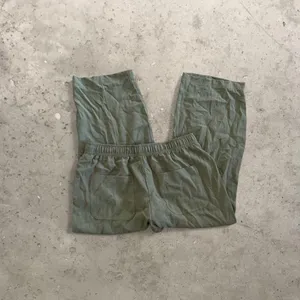 zara olive green khaki wide leg linen pants thumbnail 3