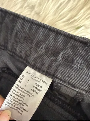 American Eagle Super High Rise Corduroy Flare Pants Gray 4 NWT thumbnail 5