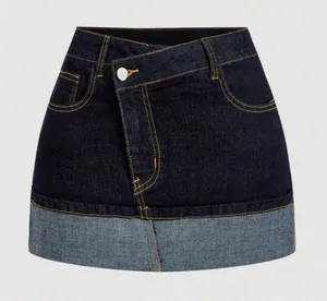 Shein Dark Denim Mini Skirt Blue thumbnail 1