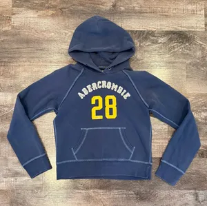 Abercrombie and Fitch Vintage Women’s Navy Blue Hoodie Medium Y2K Raised Letters thumbnail 1