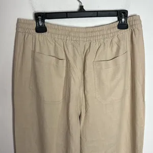 J. Crew Wide-leg seaside textured drawstring pant in linen beige hue size M tall thumbnail 5