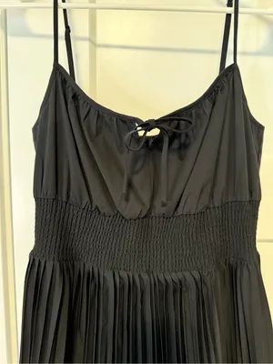 J.Crew Smocked Waist Pleated Midi Dress Black NWT Size 8 thumbnail 6