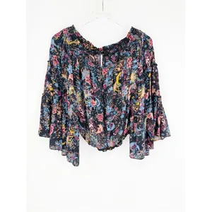 Free People Floral Off the Shoulder Bell Sleeve Blouse Women's S Boho‎ Chic thumbnail 3