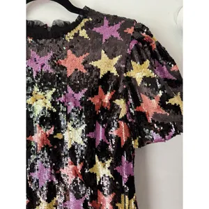 Endless Rose Sequin Star Puff Sleeve Mini Dress Size Medium thumbnail 6
