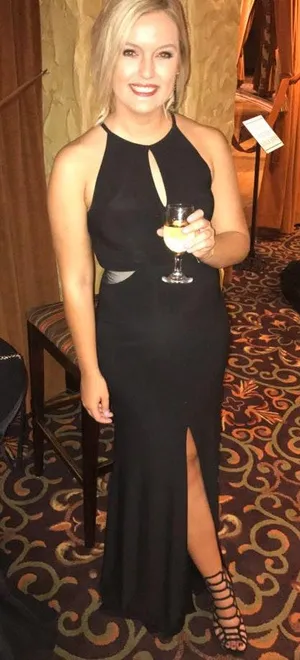 Xscape Black Cutout Halter Gown thumbnail 1