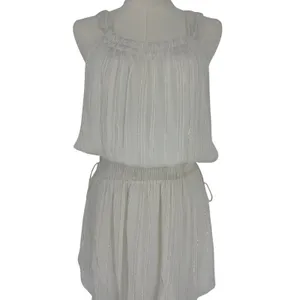 Ramy Brook NWT Lydia White Gold Lurex Smocked Mini‎ Dress XS thumbnail 4
