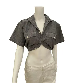 Vintage 1980s JG Hook Grey Denim Short Sleeve Top Medium thumbnail 6