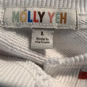 Molly Yeh Sweatshirt Large Henley Boxy French Terry 100% Cotton Orange White‎ thumbnail 3