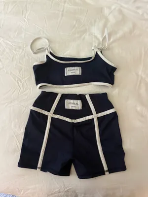 navy and white matching set workout Blue thumbnail 2