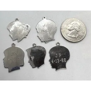 Vintage Sterling Silver Silhouette Charms Lot of 5 Boy & Girl Profiles‎ Engraved thumbnail 4