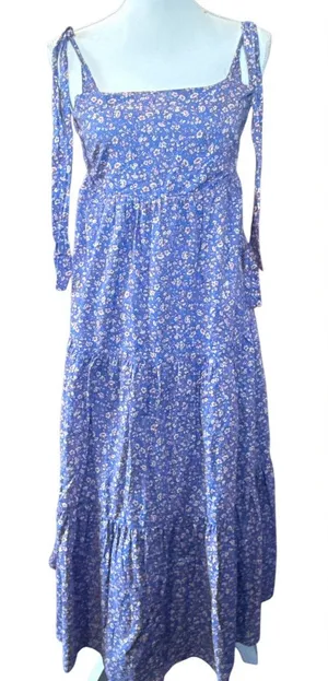 Madewell Blue Floral Tiered Maxi Dress thumbnail 1