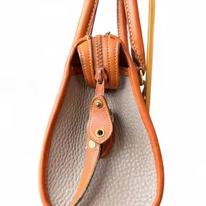Vintage Dooney & Bourke All-Weather Leather Satchel Taupe Tan Crossbody AWL thumbnail 3