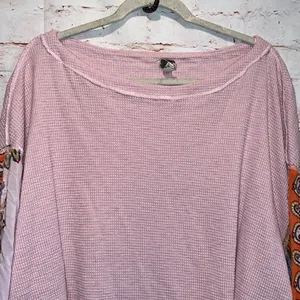 We The Free Free people blossom print Dolan balloon sleeve top mixed paisley thermal top thumbnail 2