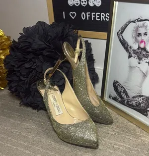 Jimmy Choo Gold Slingback Heels thumbnail 1