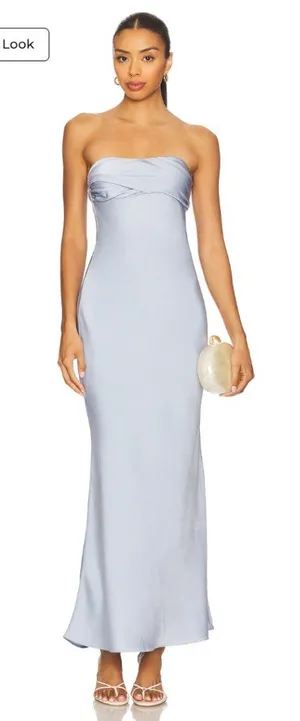 NIA Tana Strapless Dress in Pale Blue Medium $108 thumbnail 1