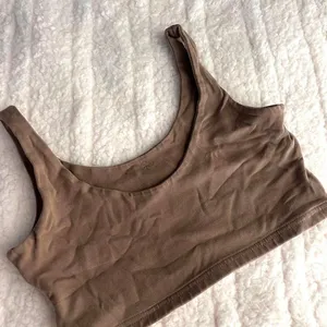 Brandy-melville Women's Brown and Tan Crop-top thumbnail 1