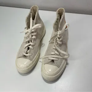 Converse All Star Chuck Taylor Wmn 6.5 Embroidered Floral Cream Leather Suede thumbnail 2